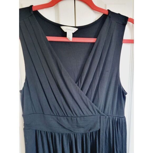Soma M Sleeveless Dress Twist Front V-Neck Black Stretch Jersey‎ Sleeveless - Picture 4 of 6